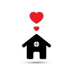  Love Heart House Illustration Stock Photo