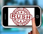 Rush On Smartphone Showing Speed Stock Photo