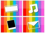 E-mail Music Movie Photo In Colorful Background Illustration Stock Photo