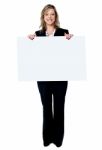 Woman Showing Blank Placard Stock Photo