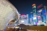 Seoul, South Korea - February 3: Dongdaemun Design Plaza Is A Modern Architecture In Seoul Designed By Zaha Hadid.photo Taken February 3,2015 In Seoul, South Korea Stock Photo