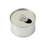 Upper Tin Can With Ring Opened On White Background Stock Photo