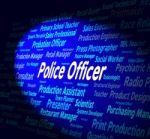 Police Officer Shows Law Enforcement And Administrator Stock Photo