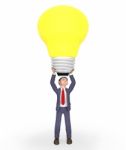 Businessman Idea Represents Light Bulb And Character 3d Renderin Stock Photo