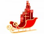 Santa Sleigh And Gifts On White Background Stock Photo