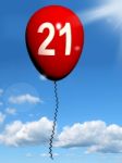 21 Balloon Shows Twenty-first Happy Birthday Celebration Stock Photo