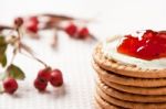 Cookies With Strawberry Jam Stock Photo