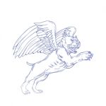 American Bully With Wings Drawing Stock Photo