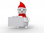 Snowman With Santa Claus Hat Stock Photo