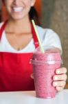 Happy Chef Serving Fresh Shake Stock Photo