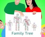 Family Tree Indicates Hereditary Ancestry And Text Stock Photo