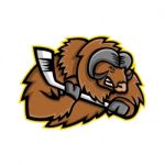 Musk Ox Ice Hockey Mascot Stock Photo