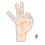 Sign Language,number 9 Stock Photo