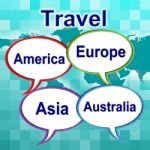 Travel Words Shows Traveller Travelled And Travels Stock Photo