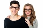 Bespectacled Young Cheerful Couple Stock Photo