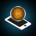 Bitcoin With Smart Phone Stock Photo