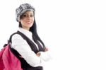 High School Student With School Bag Stock Photo