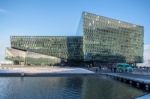 Exterior View Of The Harpa Concert Hall In Reykjavik Stock Photo