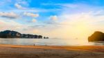 Aouw Nang Bay A Ndaman Sea Krabi, South Of Thailand On Sunset Stock Photo