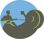 Rower Rowing Machine Circle Retro Stock Photo