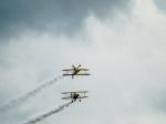 The Trig Aerobatic Team Flying Over Biggin Hill Airport Stock Photo