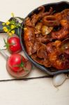 Fresh Seafoos Stew On An Iron Skillet Stock Photo