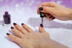 Applying Nail Polish Stock Photo