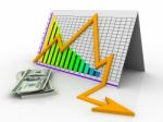 3d Business Decline Graph And Dollar Stock Photo