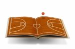 Open Book With Basketball Court Stock Photo