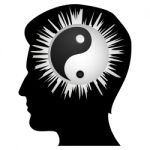 Human Brain Thinking Yin Yang Stock Photo