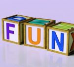 Fun Blocks Mean Joy Pleasure And Excitement Stock Photo