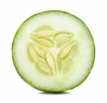 Slice Cucumber Isolated On The White Background Stock Photo