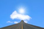 Lane Blacktop Isolated On Blue Sky Stock Photo