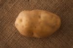 Potato Still Life Sack Background Flat Lay Stock Photo