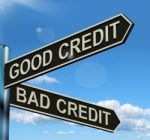 Good Bad Credit Signpost Stock Photo