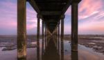 Decay Under Bridge Port In Twilight Time Stock Photo