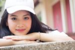 Portrait Of Thai Teen Beautiful Girl Happy And Relax Stock Photo