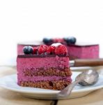 Blueberry And Raspberry Cake Mousse Dessert Stock Photo