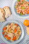 Chicken With Carrot And Spaghetti Stock Photo