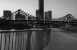 Story Bridge In Brisbane. Black And White Stock Photo