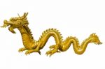 Giant Golden Chinese Dragon On Isolate Background Stock Photo