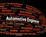 Automotive Engineer Indicating Text Car And Hiring Stock Photo