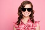 Teenage Girl In Black Sunglasses Stock Photo