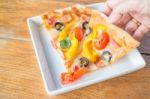 Homemade Pizza With Fresh Vegetable Topping Stock Photo