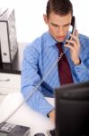 Business Man Talking Over Phone Stock Photo