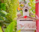 The Turbine Is Made Of Wood In The Garden.  Stock Photo