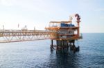 Offshore Construction Platform For Production Oil And Gas,oil And Gas Industry Stock Photo