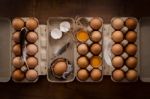 Chicken Eggs Flat Lay Still Life Rustic With Food Stylish Stock Photo