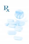 Unique Prescription Pattern With Blue Caplet Background Stock Photo