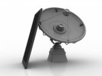 Satellite Dish And Spaceship  Around Mobile Phone, 3d Rendering Stock Photo